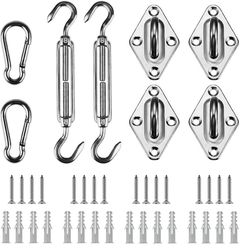 Shade&Beyond Shade Sail Hardware Kit for Rectangle and Square Heavy Duty Sun Shade Sails Installation 8 Inches for Deck Garden Lawn Patio - Image 1